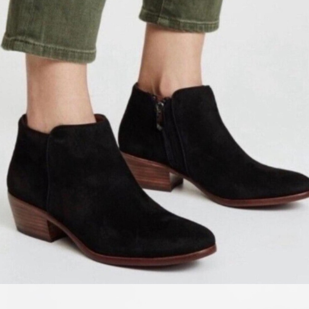Sam Edelman Petty leather black heeled ankle boots booties sz 6.5